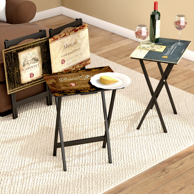 Darby Home Co Armetta Rustic Wine Labels TV Tray with Stand & Reviews